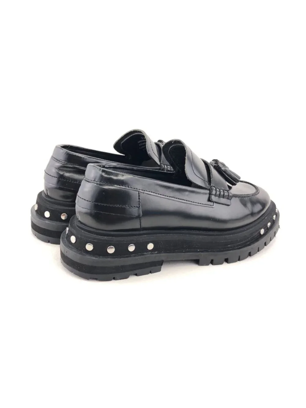 Free People Teagan Tassel Black Leather Loafers 7.5